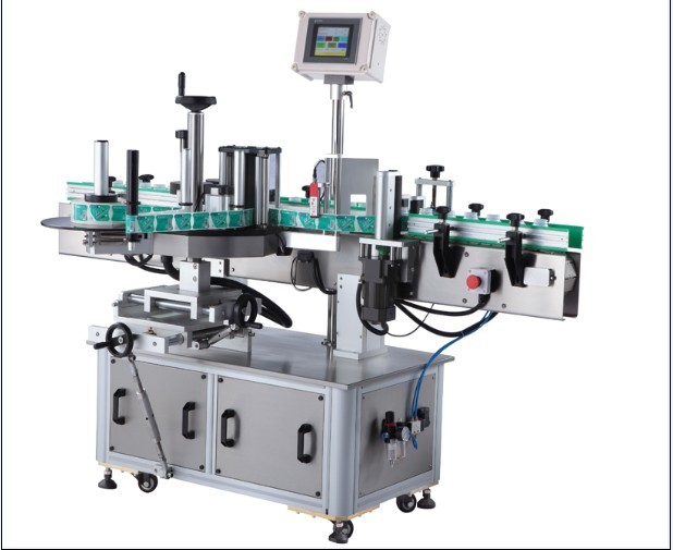 Pressure Sensitive Round Bottle Sticker Labeling Machine , Vertical Wrap Around Label Applicator